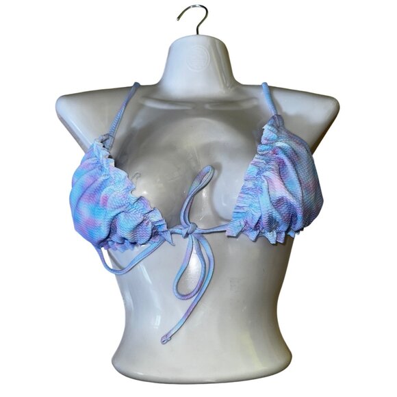 Tie-Dye Bikini Set Size Large Tie-Side Bottom Pastel Blue Sexy Beach Swimsuit - Picture 3 of 7